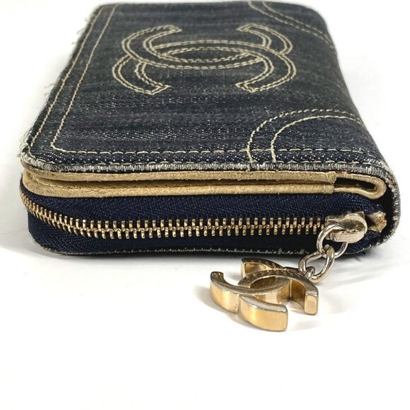 CHANEL A31900 Sparkling denim Zip Around Long Wallet Denim blue - Picture 3 of 16